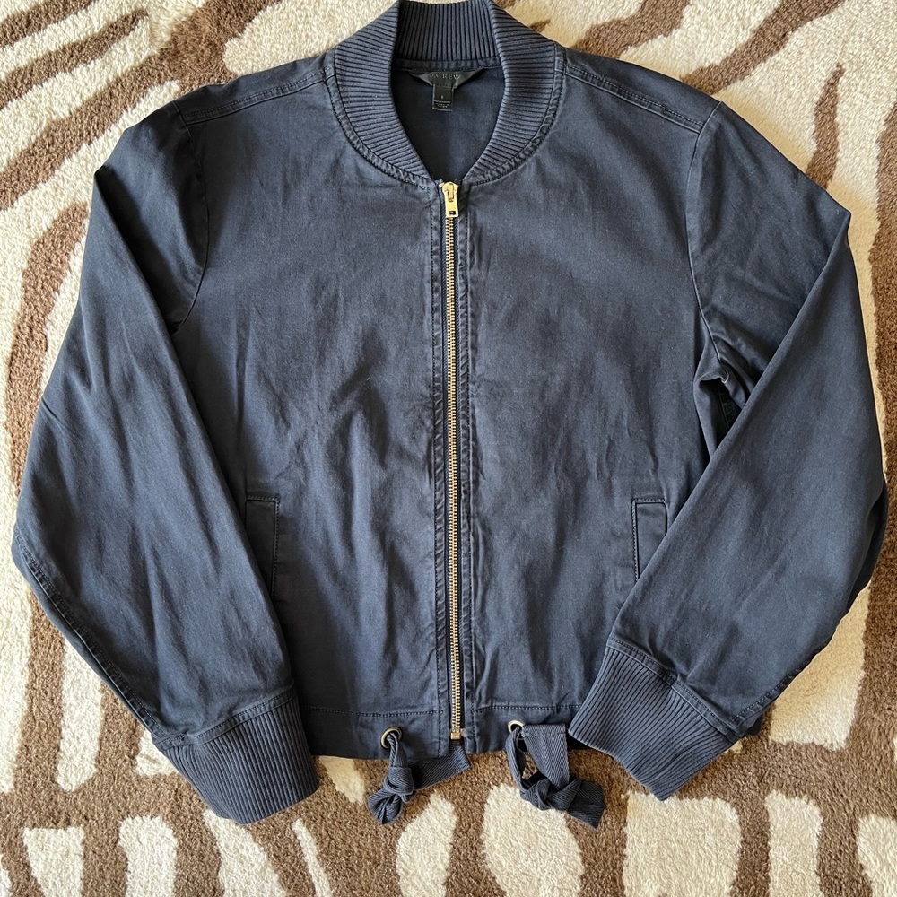 J Crew Garment Dyed Bomber Jacket S Navy - Picture 2 of 5